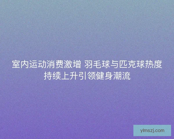 室内运动消费激增 羽毛球与匹克球热度持续上升引领健身潮流