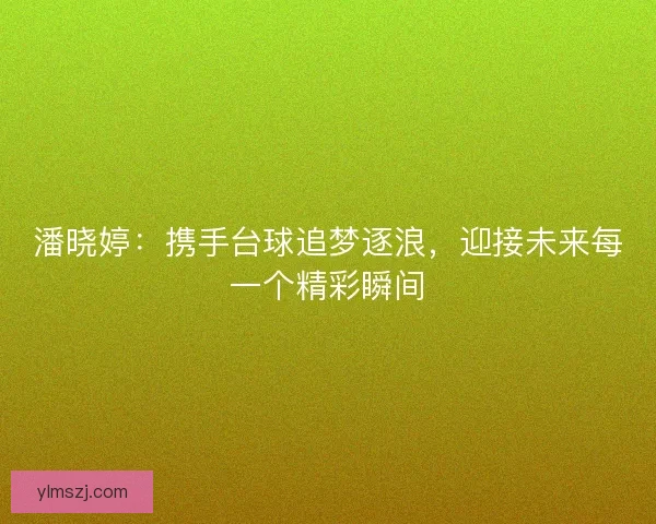 潘晓婷：携手台球追梦逐浪，迎接未来每一个精彩瞬间